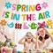 Spring is in The Air Banner Hello Spring Party Decorations Flower Bunny Bird Butterfly Sign Garland for Welcome Spring Happy Easter Festival Colorful Glitter Party Supplies